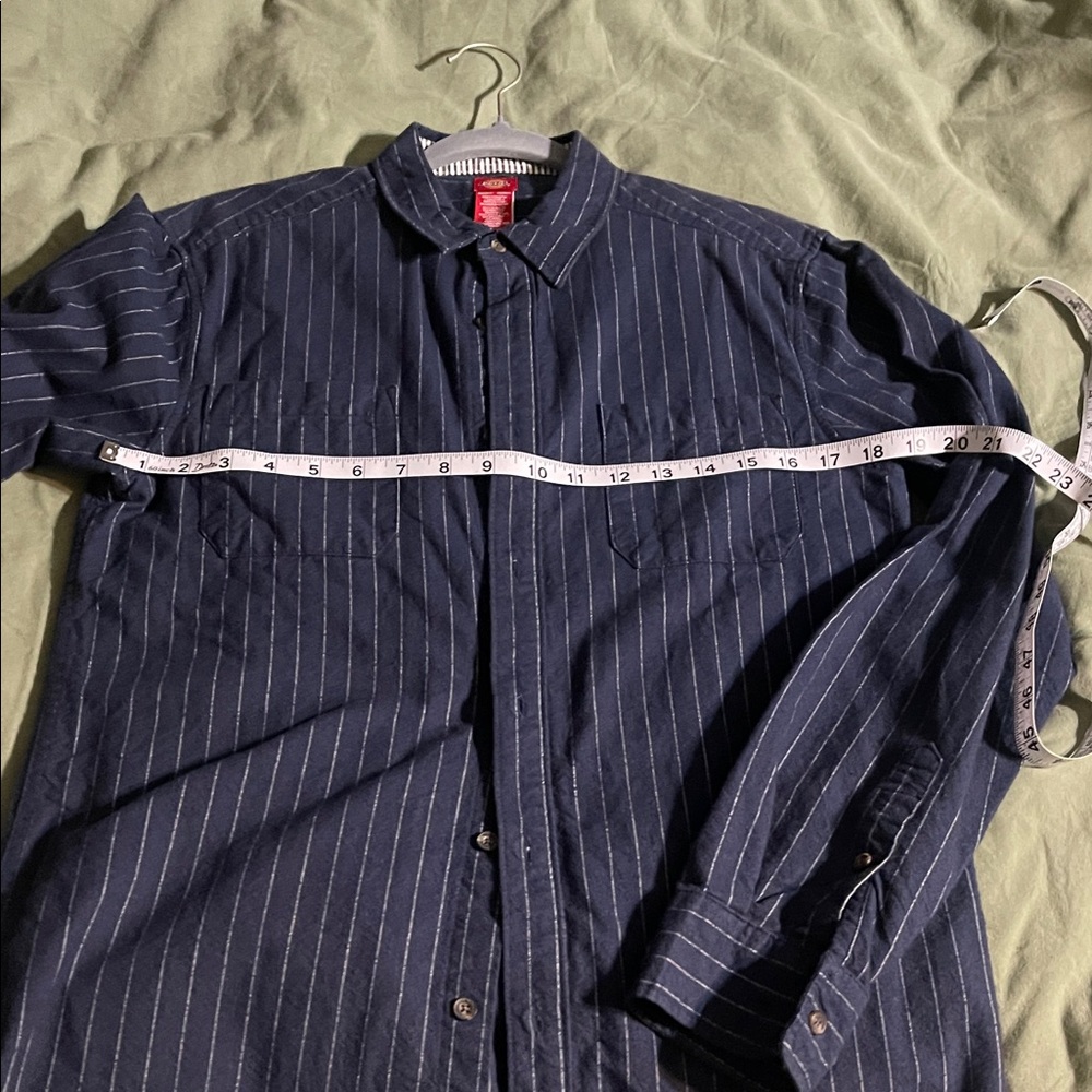 Dickies Dark Blue Pinstripe Button Down Shirt